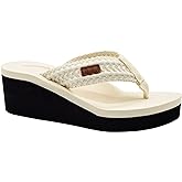 MALIDA Womens Wedge Arch Support Flip Flops Cushion Soft Rubber Midsole Platform Thong Sandals with Rubber Sole