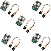 5 Pcs MAX7219 Dot Matrix Module 8x8 LED Display Modules for Arduino Raspberry Pi Microcontroller with 5Pin Wires Red