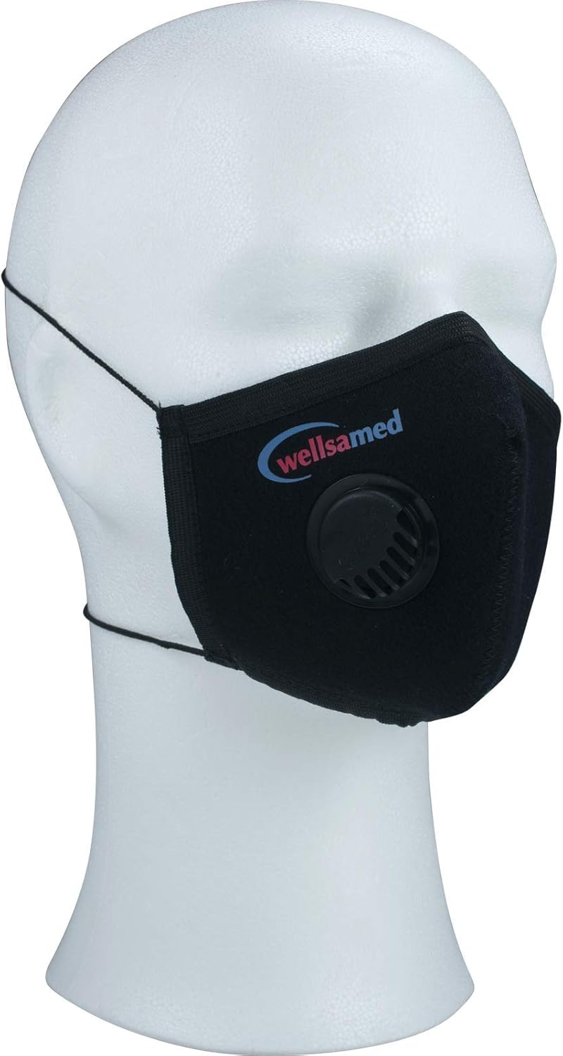 Wellsamed Mehrweg-Gesichtsmaske Mit Ventil - 3-lagig, Waschbar Bis 40°C, Größe L/XL