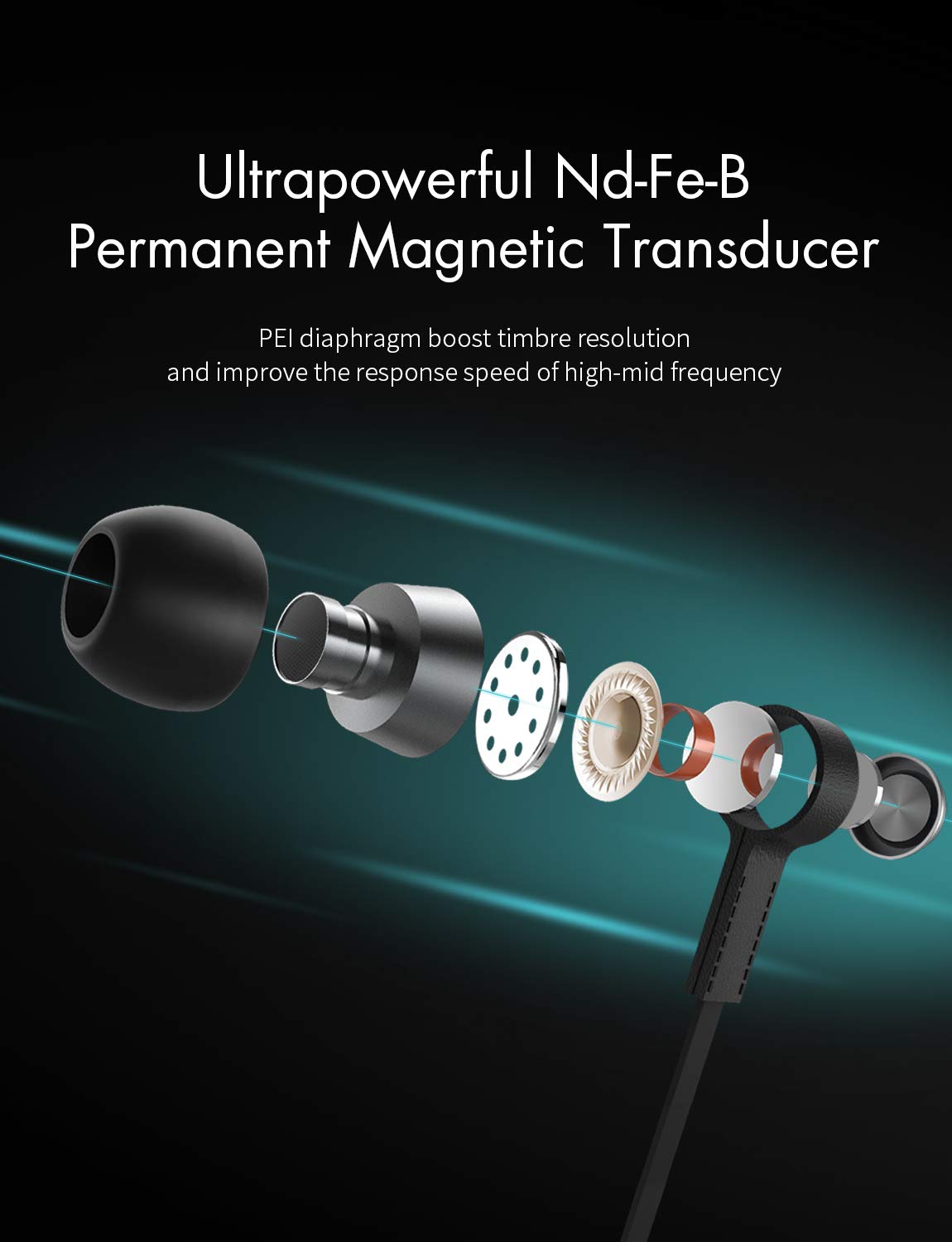 Auricolari in Ear Cuffie Stereo Universali Headset con Microfono VEENAX M6 per Sport Running Gaming Compatibile con Apple iPhone 7 8 6 Plus iPad iPod Samsung Sony Huawei Android Cellulare Nero