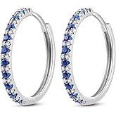 NARMO 925 Sterling Silver Hoop Earrings Heart Hoop Earings for Women U Shaped Hoop Earrings Colorful Cubic Zirconia Large Big Hoops Various Hypoallergenic Hoop Earrings