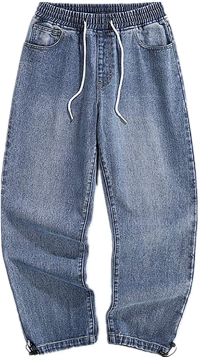 NOBRAND Wide Leg Jeans Herren Große Lose Gerade Elastische Freizeithose