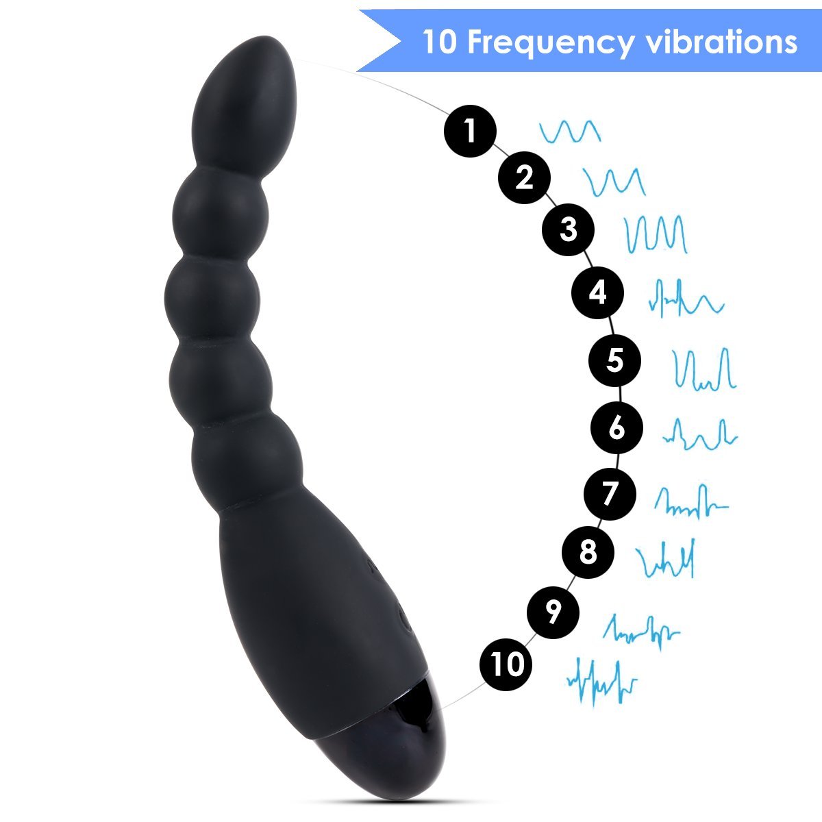Zemalia Vibrating Anal Plug Beads 10 Speeds Prostate Massager Adult Anal Sex Toy G-Spot Vibrator Rechargeable Butt Plug Waterproof for Men Women and Couples