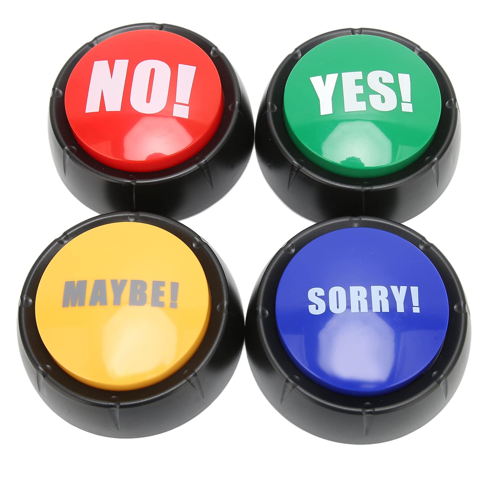 Sxhlseller 4Pcs Dog Communication Buttons, Pet Training Buzzer, with Yes/No/Sorry/Maybe 4 Sound Effects, Cats Talking Buttons, Interactive Toys, Language Educational