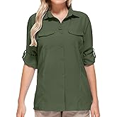 Women's UPF 50+ UV Sun Protection Shirts Long Sleeve Fishing Hiking Shirt Cool Lightweight Travel Safari Shirts 5073,Army Green,3XL