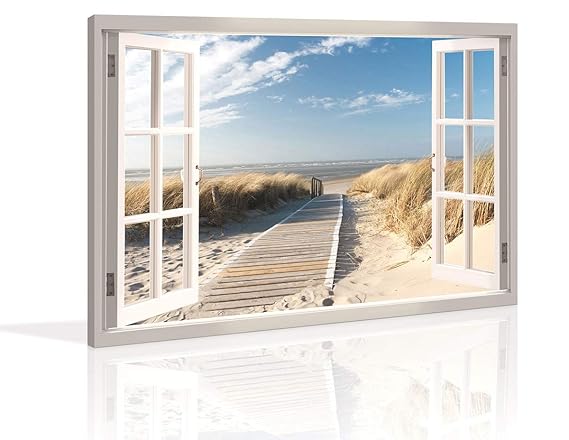 Visario Bild 120 x 80 cm auf Leinwand Düne Fensterblick 5007-SCT deutsche Marke und Lager - Die Bilder/das Wandbild/der Kunst