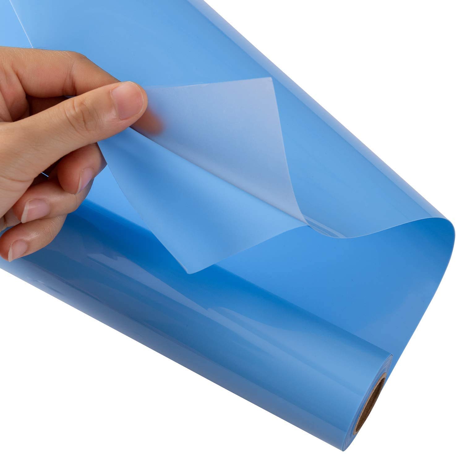 HIKENRI Sky Blue Vinyl Heat Transfer Vinyl Roll 12inx10ft(30.5×305cm) Self Adhesive Vinyl Adhesive Vinyl Sky Blue Iron on Vinyl for Craft Projects,Signs,Scrapbooking,T-Shirt Printing - Image 4