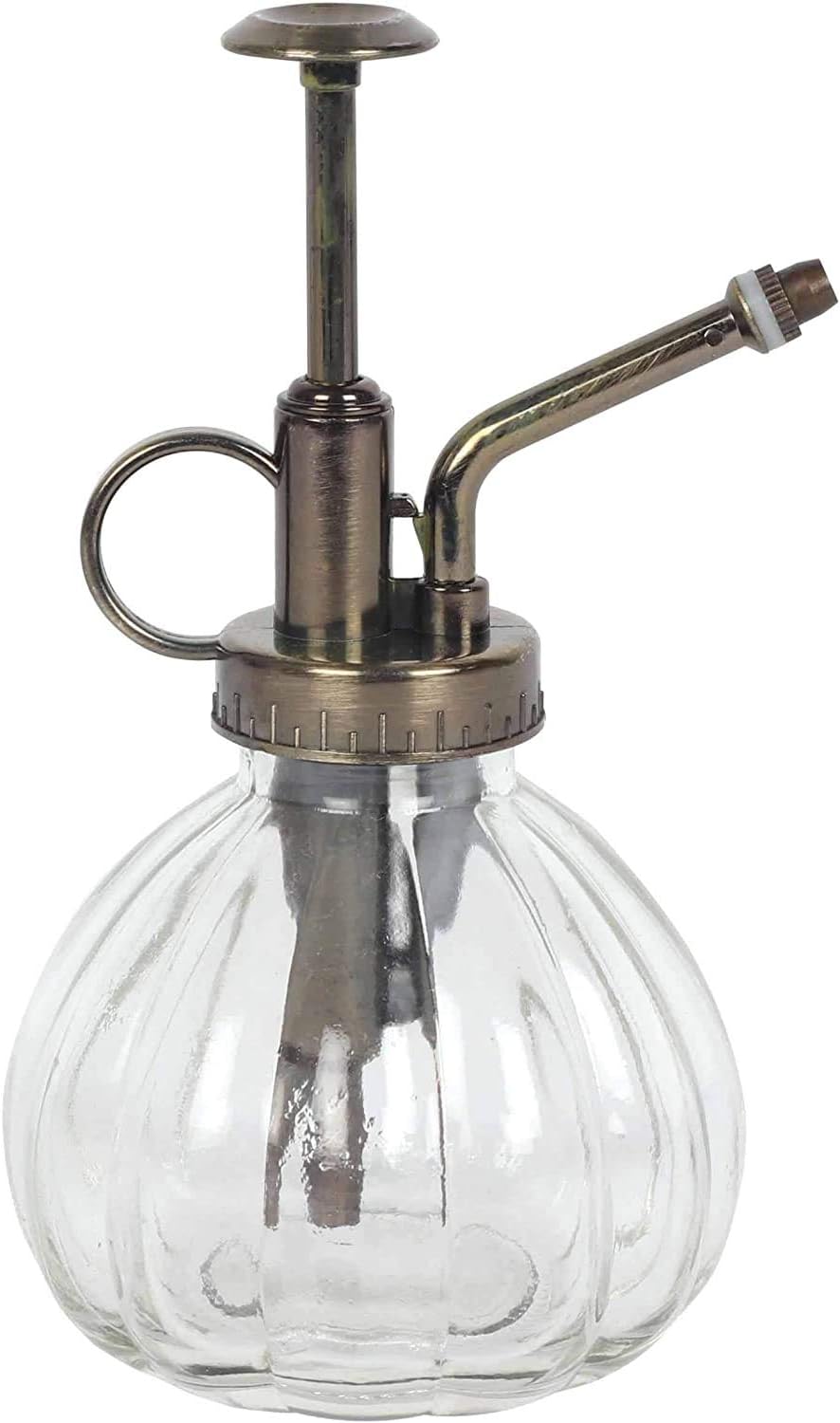 Vintage Style Botanical Plant Mister - 16cm x W9.5cm (1 Pc.) - Sophisticated Glass & Metal Design - Perfect Indoor Gardening Gift