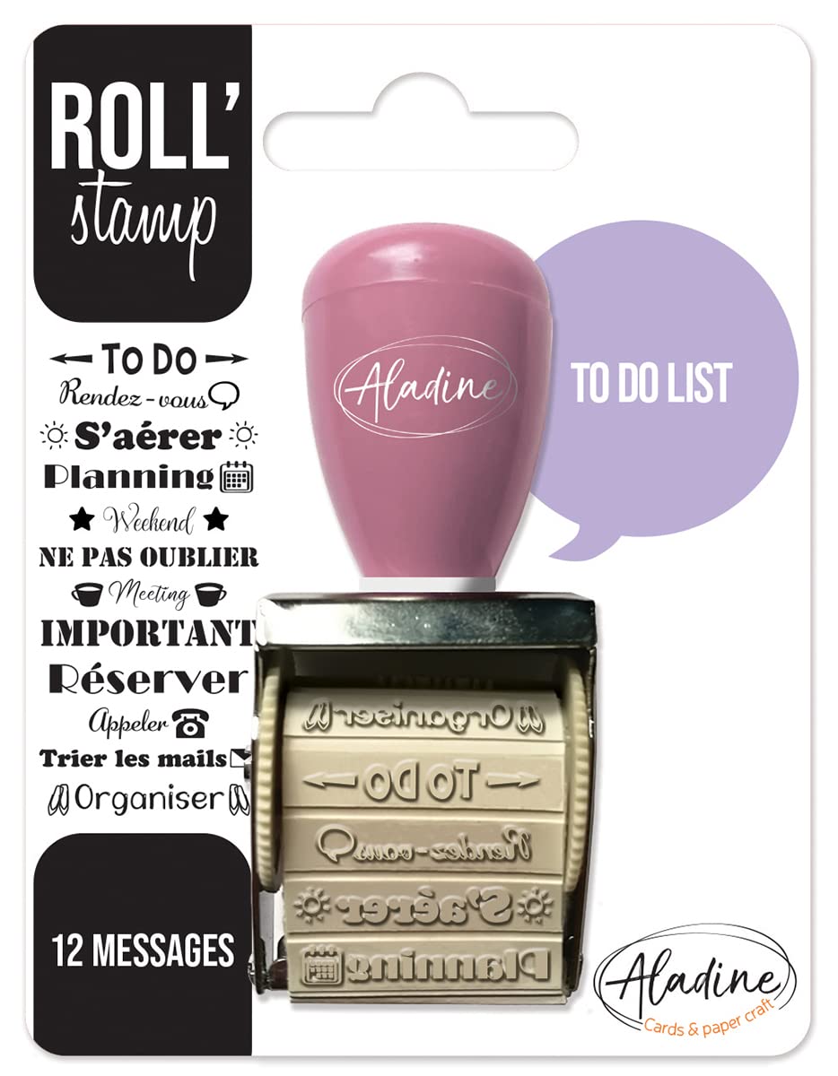 Aladine - Roll' Stamp to Do List - Stamp - 12 Stamp Messages - Ideal for Bullet Journal, Scrapbooking 02164-3.5 x 8 x 10.5 cm Black