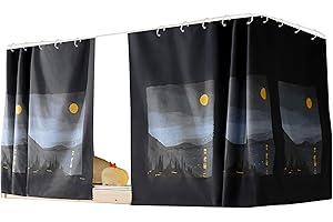 Mocarly Dorm Single Twin Bunk Bed Tents Drapes Dustproof Blackout Underbed Cloth Bed Privacy Curtains(Moonnight, 2 Panels, 45.3 x 78.7 in)