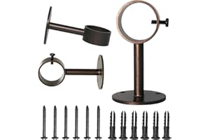 IHRDNNR Curtain Rod Brackets Heavy Duty Ceiling-Mount Drapery Hardware Holders Fit Rods up to 1 or 1.25 Inch Rods, Set of 3 (Bronze)