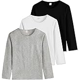 3-Pack Boys' Long Sleeve Shirts Kids Basic Long Sleeve Tees Toddlers' Crew Neck Soft Fall Tops