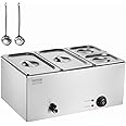 VEVOR 4-Pan Commercial Food Warmer, 16.4QT Electric Steam Table, 1200W Professional Countertop Stainless Steel Buffet Bain Marie with 86-185°F Temp Control for Catering and Restaurants, Silver