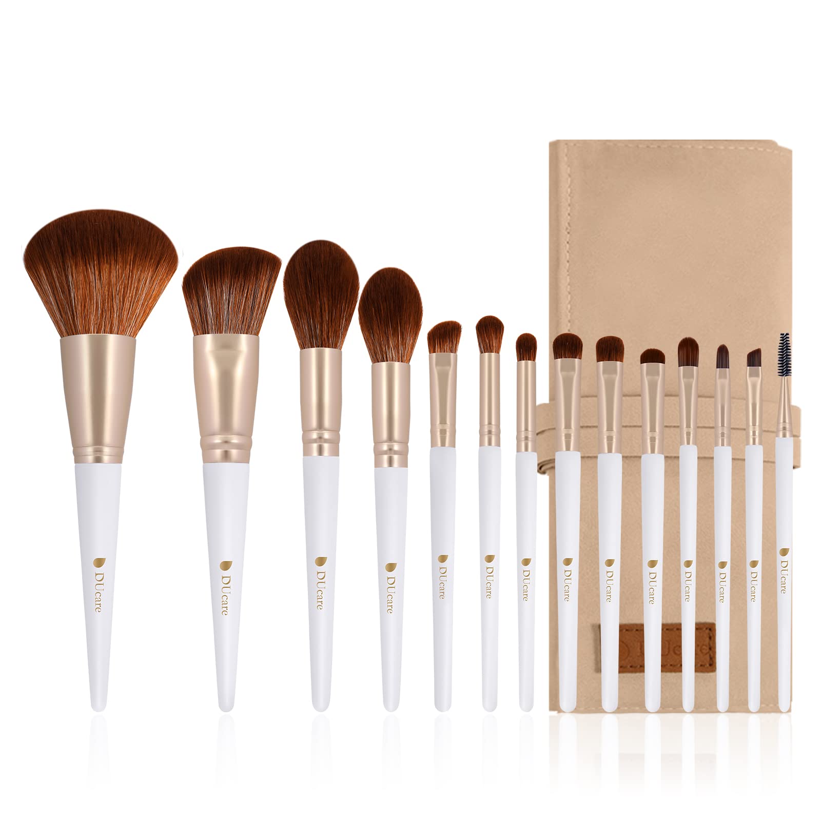 Photo 1 of ***See Notes***DUcare Makeup Brushes with Bag - 14Pcs Professional Synthetic Make Up Brushes Set for Blush Concealer Foundation Bronzer Powder Eyebrow Contour Eyeshadow Blending Makeup Brush Set Mekaup bag, White