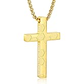 Gnamy Soccer Cross Necklace for Boys Men, Cross with Bible Verse Stainless Steel Pendant Chain Christmas Birthday Game Day Christian Religious Jewelry Gifts for Son Kids Teenage Teen Stuff