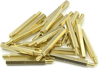 M3 x 30mm + 6mm Male to Female Thread Brass Hexagon Hex Standoff Spacer Pillars - (20 Pcs)