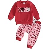 LAGKIYOJ Boys Christmas 2Pcs Pants Sets Long Sleeve O Neck Santa Claus Embroidery Tops Drawstring Pants Sets
