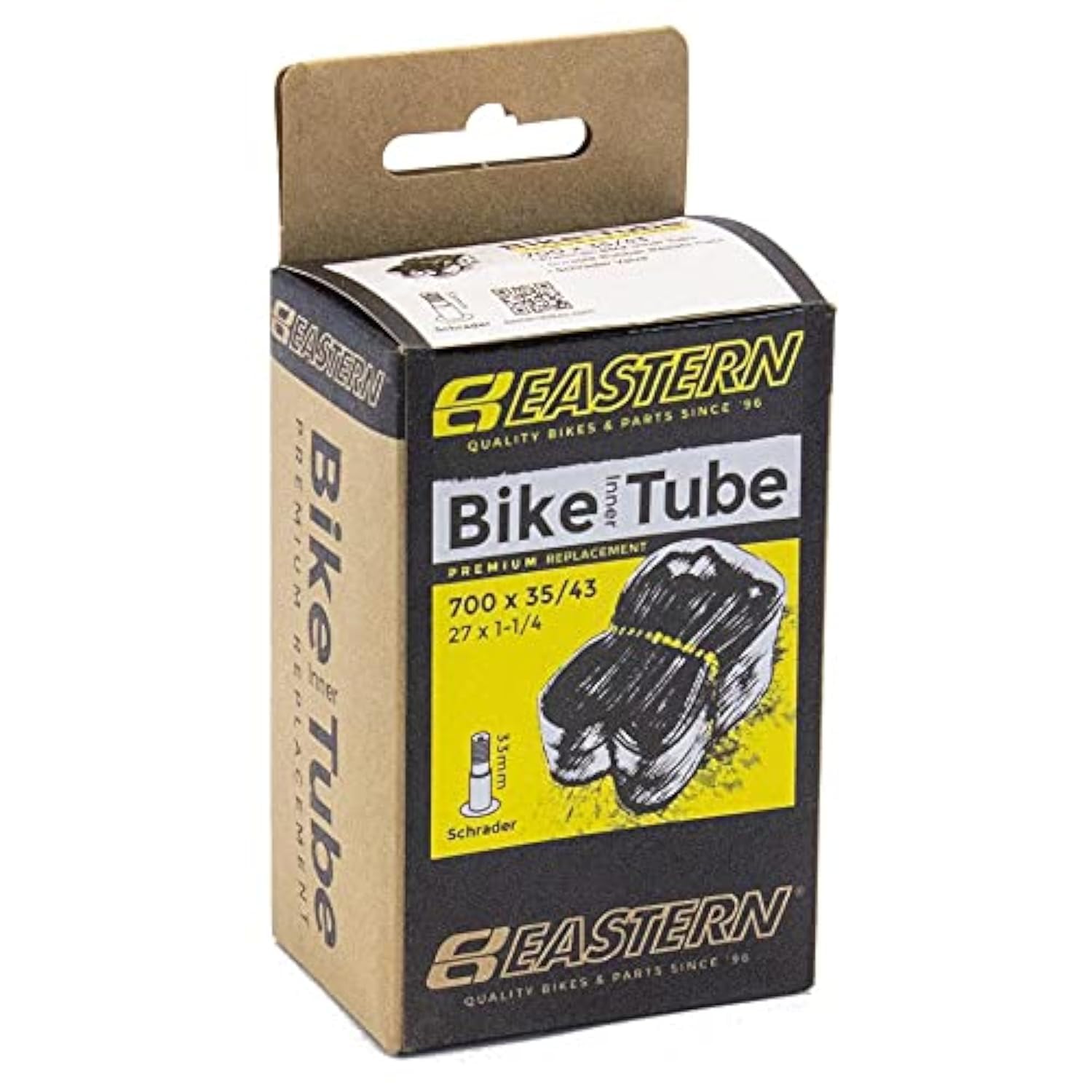 Eastern Bikes 700 x 35C/43C Premium Bike Inner Tube - Schrader & Presta Valve Options, Durable Replacement Tube (700 x 35C/43C, Presta 48mm)