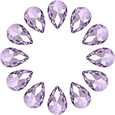 MECCANIXITY 12Pcs 7 x 10mm Teardrop Rhinestones Glass Pointed Back Rhinestone Beads Gems for Jewelry Making Costume Crystal Embellishments Crafts,Light Purple