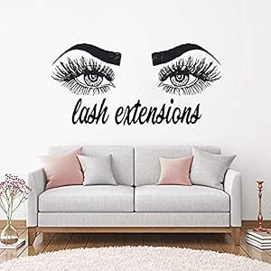 7USDFY6 Pegatina Negro Extensiones de pestañas Arte Vinilo Etiqueta de