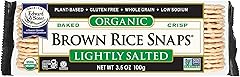 Edward & Sons Organic Lightly Salted Plain Brown Rice Snaps - Gluten Free Rice Crackers, Oven Baked Snack, Whole Grain, No Ad