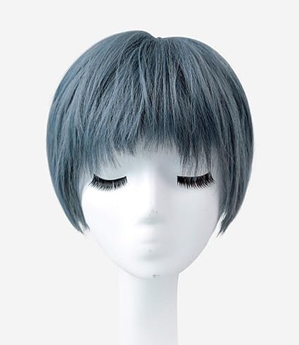 Peluca De Cabeza De Niña De Pelo Corto Azul Niebla Bobo