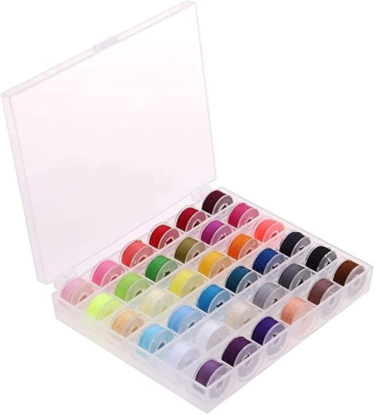 Cheeroyal 36 Pieces Sewing Machine Bobbin Threads with Storage Case Box, Pre-Wound Bobbins Set for Brother/Babylock/Janome/Elna/Kenmore/Babylock/Singer Sewing Machine