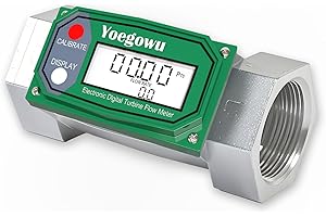 YOEGOWU 2" Digital Turbine Fuel Flow Meter, 15.8–132 GPM Inline NPT Flowmeter with LCD Display,for Diesel,Gasoline,Kerosene, Water and Other Liquids –Supports Gallon, L, QTS, PTS, m³ (2")