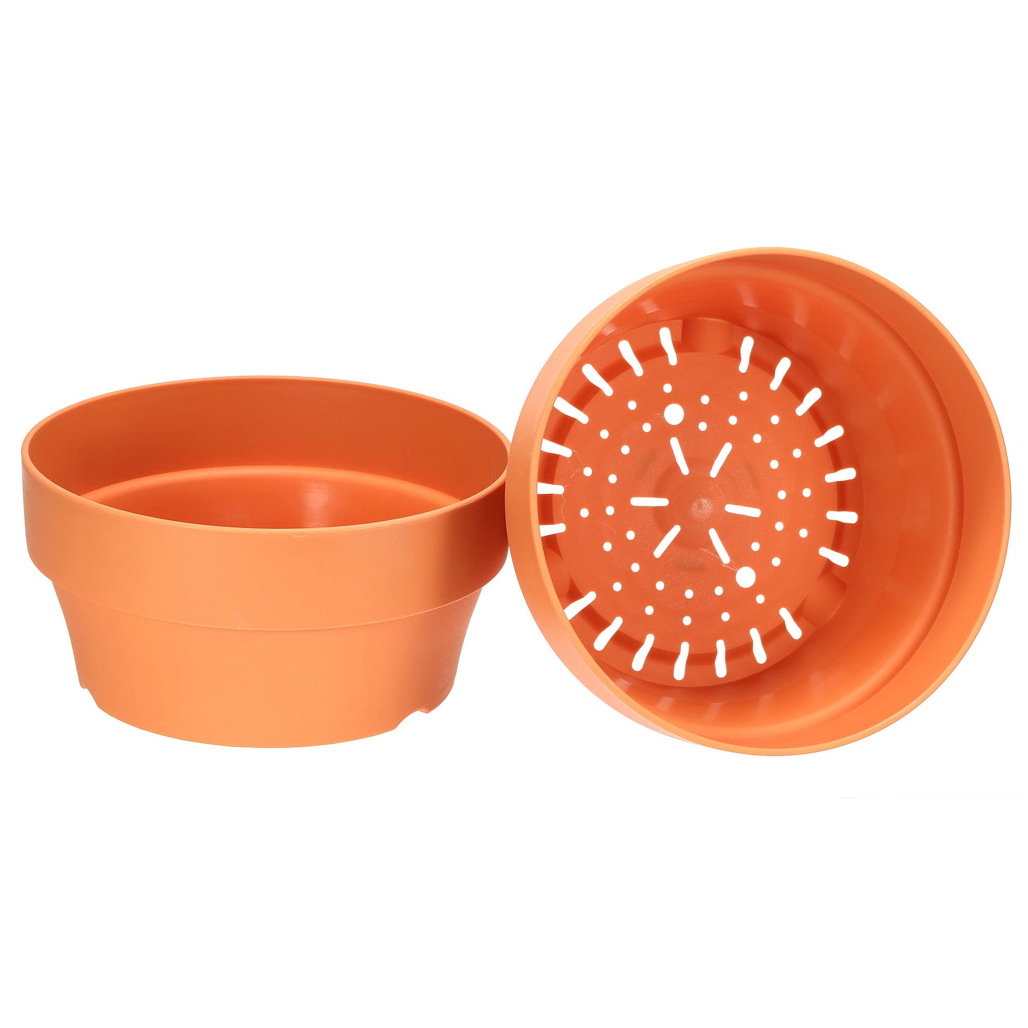 PATIKIL 7 Inch Plastic Plant Pot with Hole, 2 Pack Flower Planter Container for Indoor Outdoor, Orange