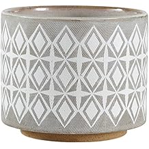 Rivet Geometric Ceramic Planter, 6.5" H, White Grey