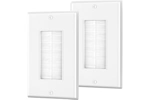 LEENUE Brush Wall Plate, Single Gang Wall Plate Cable Pass Through for Low Voltage Wires, Cord Hider for Wall Mount TV, 2-Pack, White