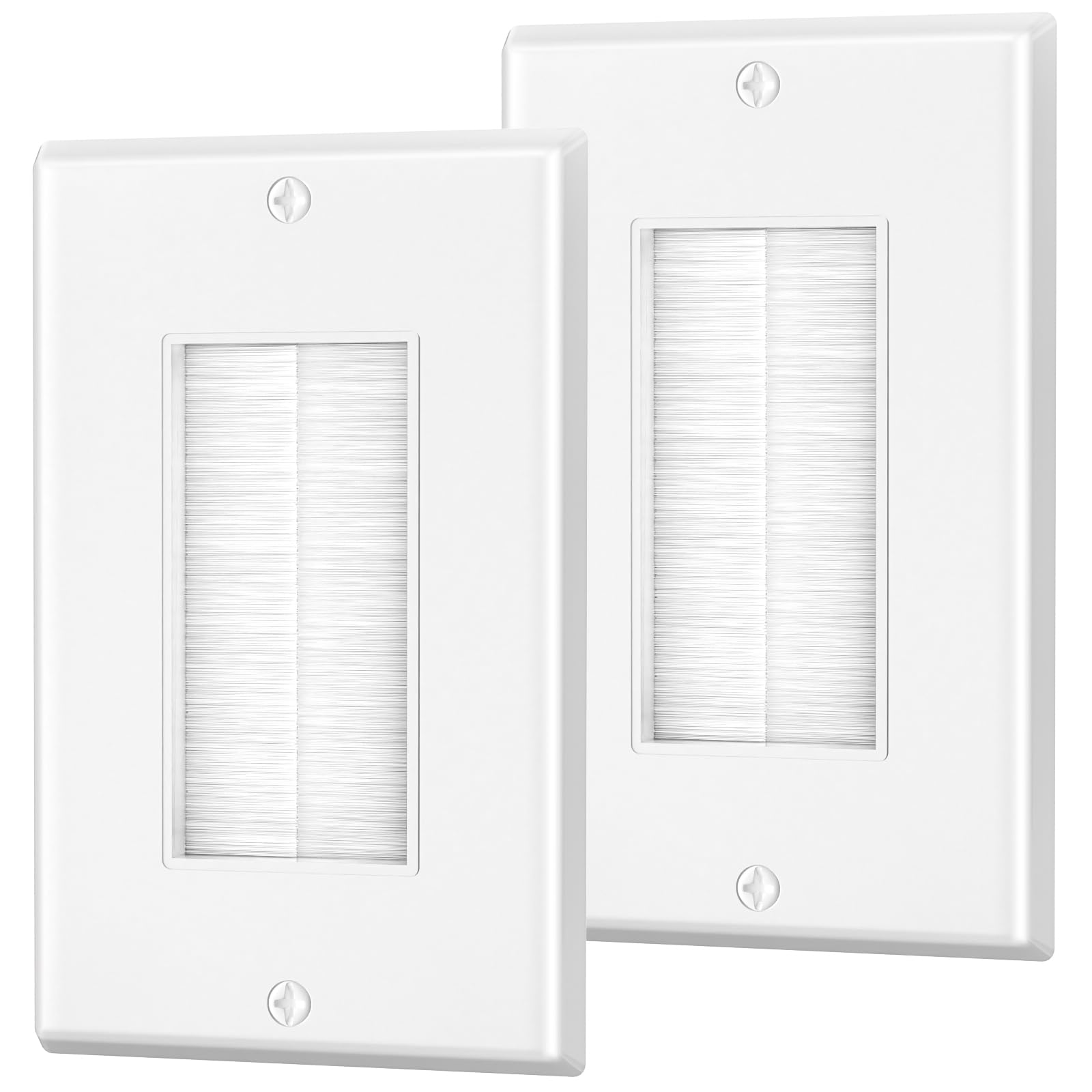 Photo 1 of *** 1 PACK *** LEENUE Brush Wall Plate, Single Gang Wall Plate Cable Pass Through for Low Voltage Wires, Cord Hider for Wall Mount TV, 2-Pack, White