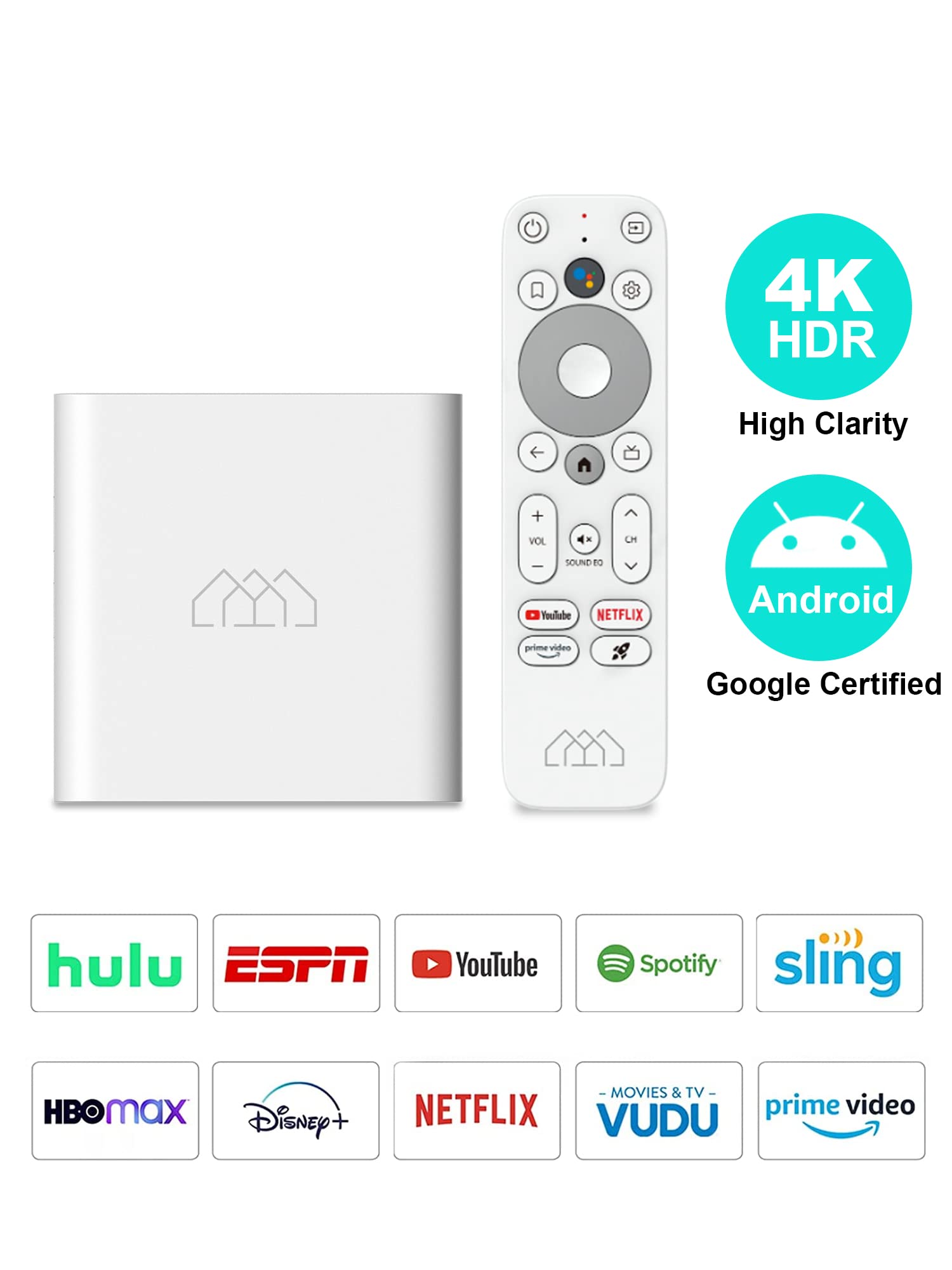 Android 11 TV Box R Lite 4K HDR Support Voice Remote Control with Chromecast Built-in Google Certified Streaming Media Player