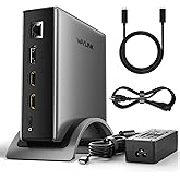 USB C Docking Station, PD3.1 Docking Station 3 Monitors with 2* DP + HDMI, 8K@30Hz/4K@144Hz, 140W Charger, USB-C 10Gbps, 2* U