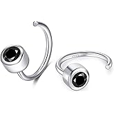 CHIC & ARTSY 925 Sterling Silver Half Hoop Earrings for Women, Dainty Huggie Hoops with Synthetic Opal, Moonstone, CZ & Gemstones, Lightweight Comfort Fit Everyday Elegant Jewelry