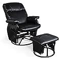 JIASTING Recliner Chair with Ottoman Living Room Chairs Faux Leather Glider Chair 360 Degree Rotation Leisure and Relaxation Furniture (Black)