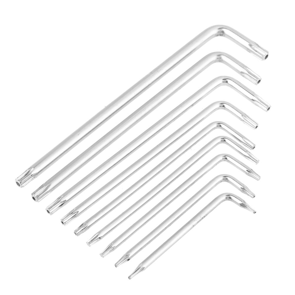 Vikye Star Hex L Shaped Wrench, L-Shape Long Arm Tamper Hex Key Secruity Hand Tools 9pc/Set T6 T7 T8 T9 T10 T15 T20 T25 T27