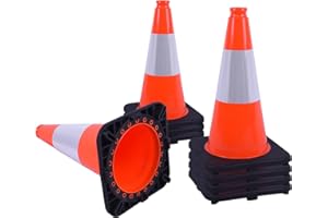 OranclUS 8 Pack 18 Inch Orange PVC Traffic Cones Black Base Stable Durable, Parking Lot Driveway School Training Safety Cones Multi-Purpose (8, Orange, 18 Inch)