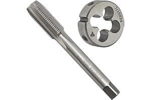 Aceteel 7/16"-24 UNS HSS Tap And Die Set, 7/16 x 24 UNS Machine Thread Tap And Round Thread Die Right Hand