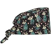 Starry Night Cardiac Adjustable Working Caps with Sweatband Scrub Hats Surgical Headgear for Women/Men