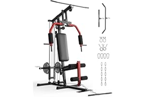 Home Gym Equipment Machine, Multifunctional Weight Machine with Pulley System, 400 Lbs Workout Station Exercise Equipment for