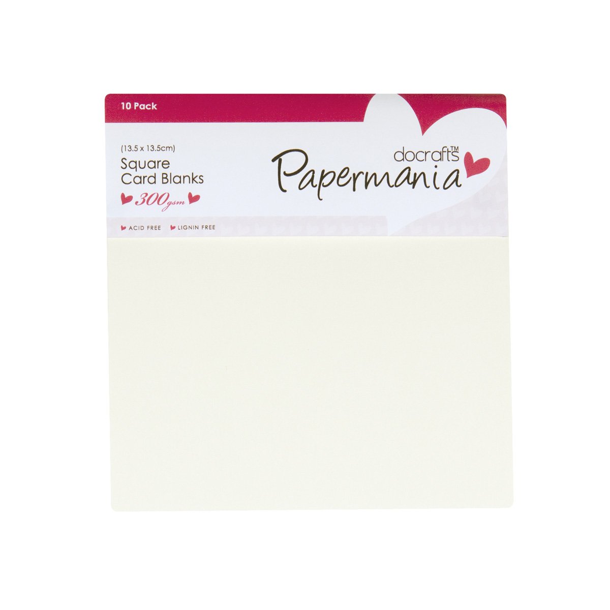 Papermania 300 GSM Square Cards and Envelopes, Pack of 10, Cream