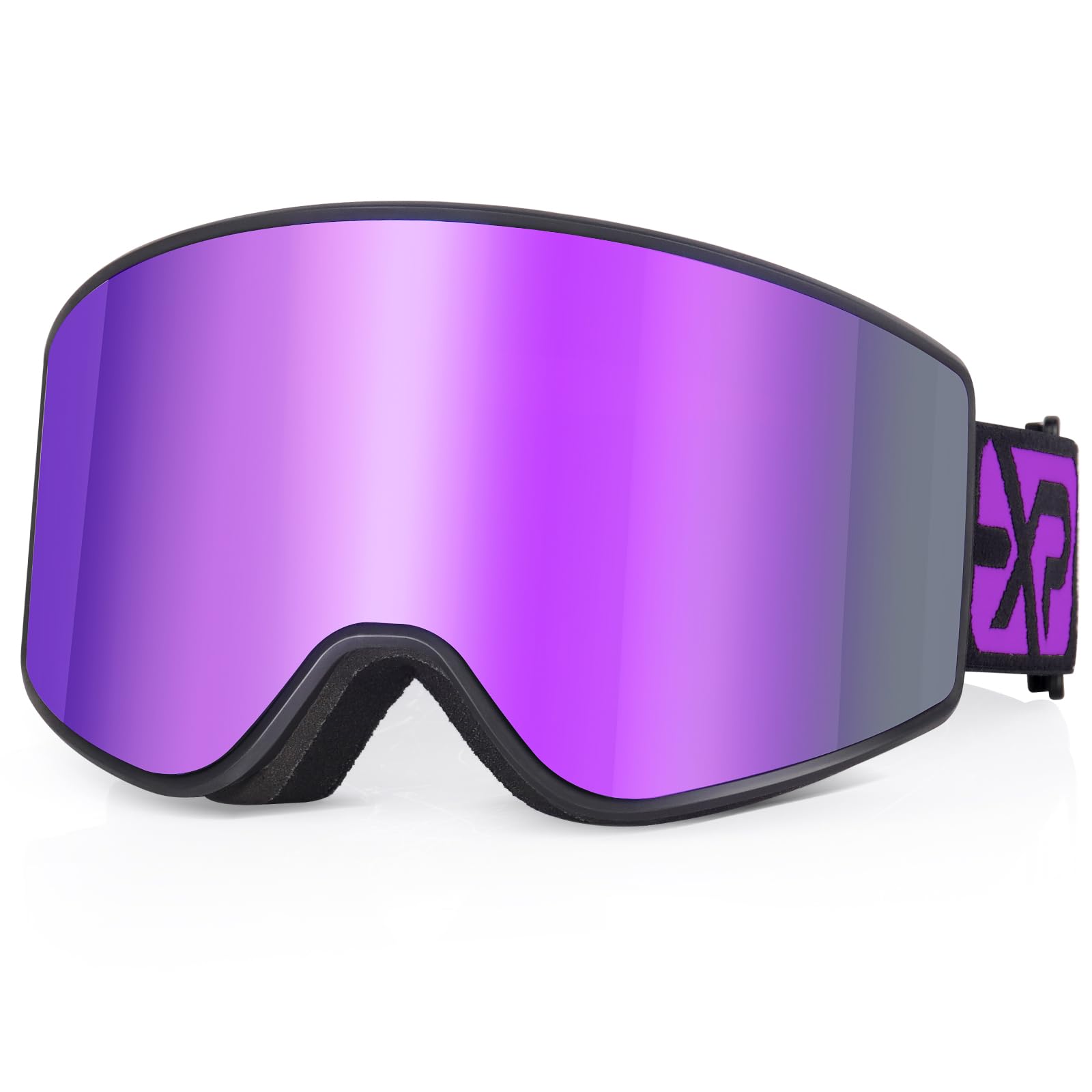 EXP VISION Parent-child Ski Goggles Set, Anti Fog Snow Goggles 100% UV Protection OTG Snowboard Glasses for Men, Women, Youth, kids (Adult Ski Goggles-Purple)