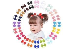 Choicbaby 40PCS 2" Baby Hair Ties Boutique Tiny Elastic Ponytail Rubber, Toddler Hair Accessories for Baby Girls Newborn Infants Little Girl in Pair Hair Bands
