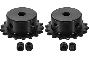 uxcell 2 Pcs #25 Chain Roller Sprocket 6mm Bore, 17 Tooth C45 Carbon Steel ANSI #25 Roller Sprocket Round Hole with Set Screw