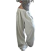 RoseSeek Women's Wide Leg Sweatpants Elastic High Waist Loose Sweat Pants with Pockets