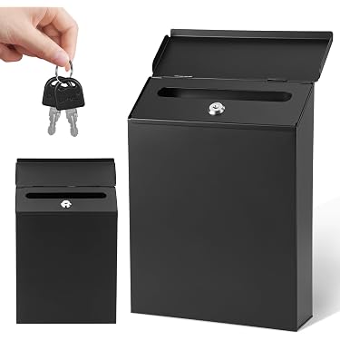 COOPHYA Wall-Mounted Ballot Box With Lock – Weatherproof Suggestion Box, 13.6 X 10.4 X 3.9 Inches – Secure Mailbox For Indoor/Outdoor Use