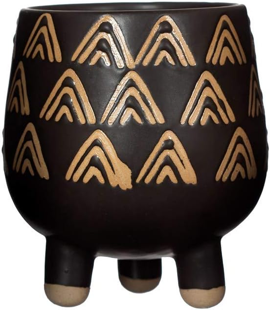Sass & Belle Wax Resist Triangles Black Leggy Planter