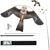 Bird Scare Flying Kite with 4m Pole Has The Effect of Scaring Birds-Type B | Ideal for gardens farms and docks | Keeps birds geese and seagulls away |A kind of hawk deterrent