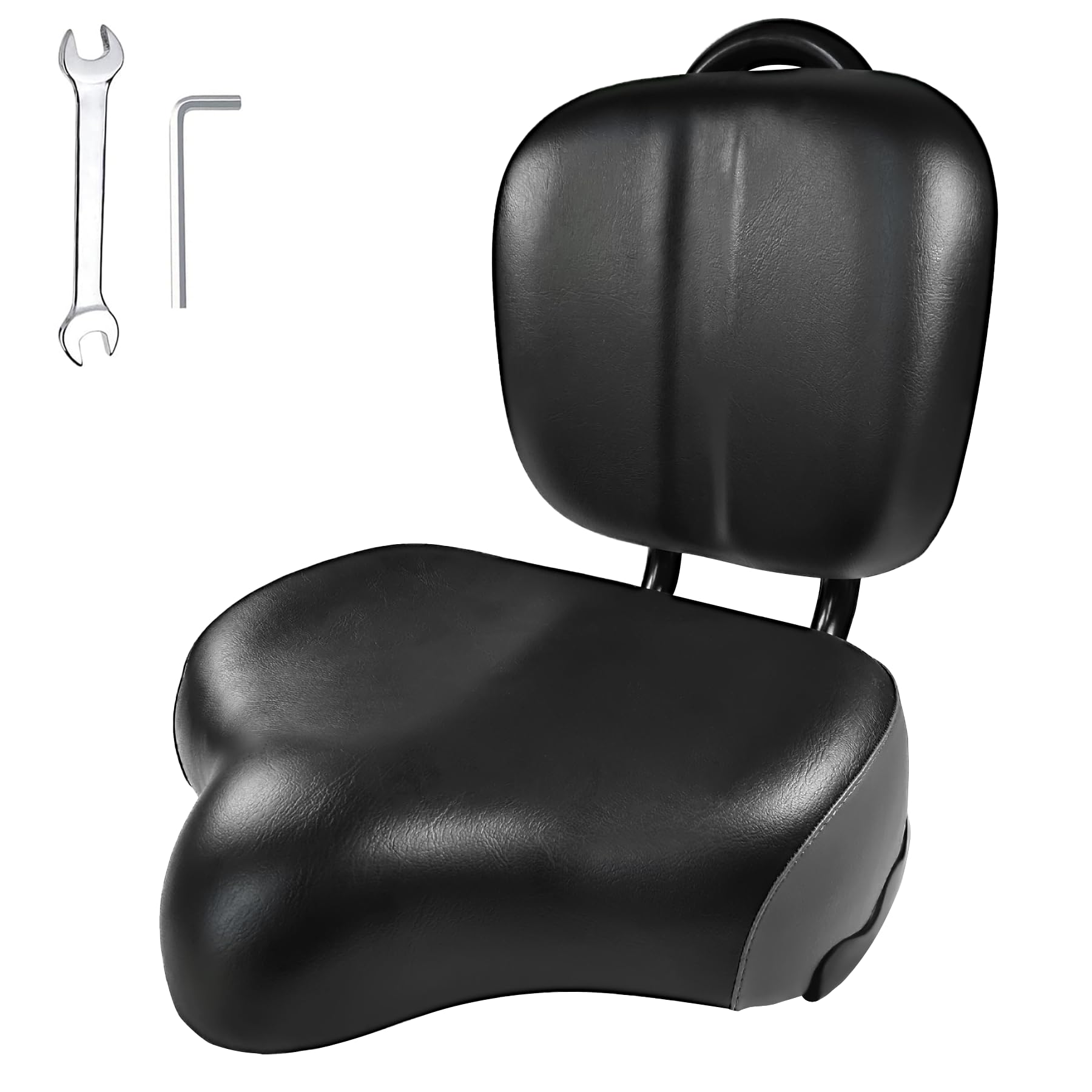 Photo 1 of Aikolesa Bike Seat with Backrest, Oversized Comfort Bicycle Saddle Ergonomic Design Soft Memory Foam Padded Cushion Universal Adjustable Height Bike Saddle for Tricycle Commuter Electric Bike